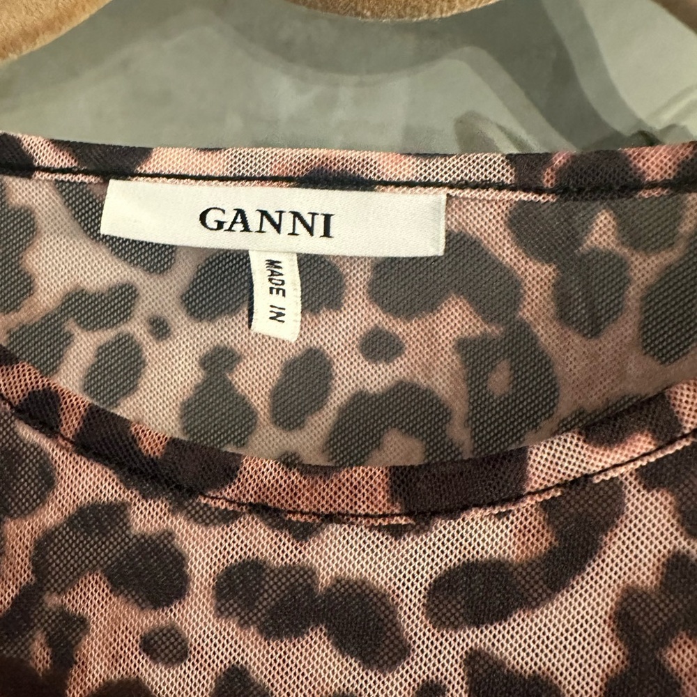 Ganni leopard mesh maxi